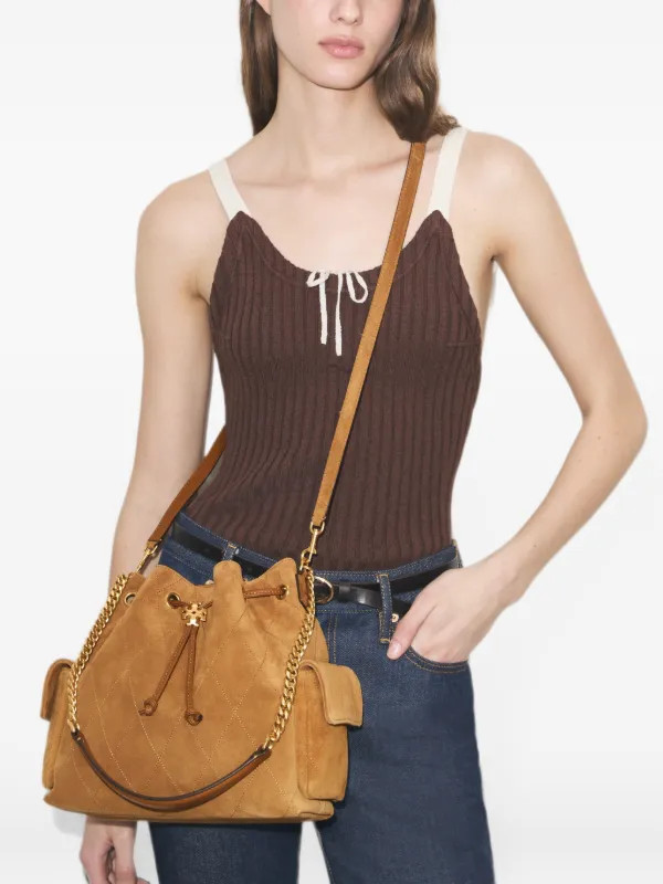 Charlie quilted suede drawstring shoulder bag | Farfetch Global