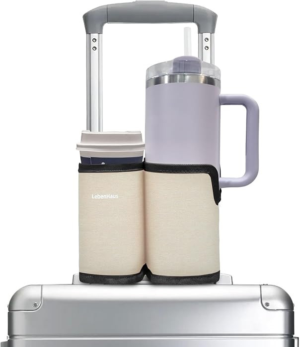 2 in 1 Luggage Cup Holder for Suitcase|Airplane Tray Table Carry on Hands Free Drink Carrier for ... | Amazon (US)
