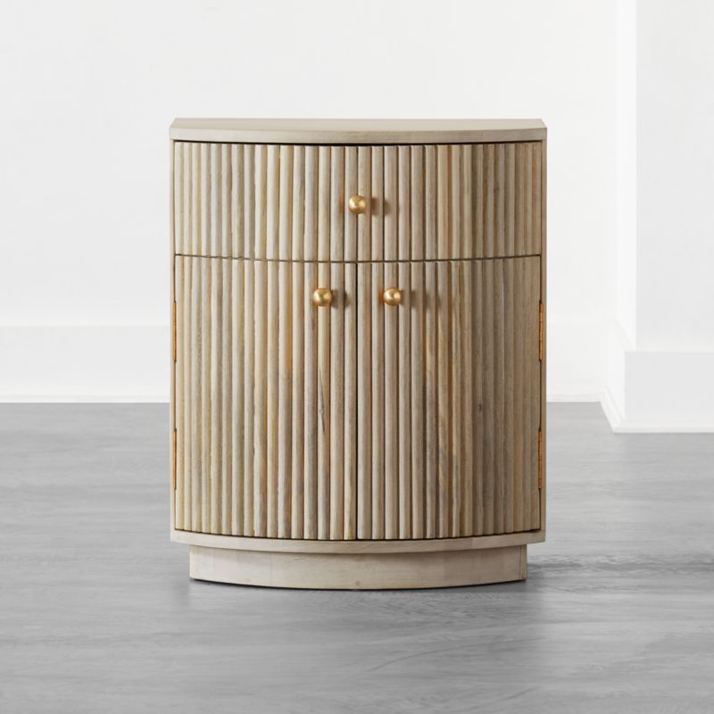 Cameo Curved Whitewashed Wood Nightstand with Drawer + Reviews | CB2 | CB2