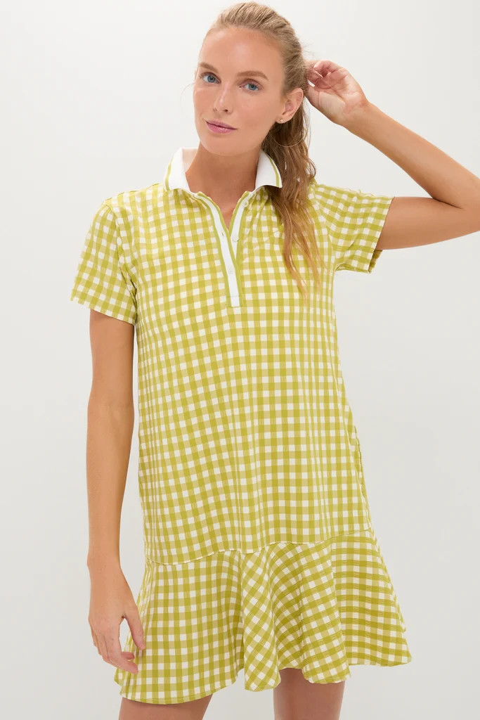 Light Green Gingham Performance Seersucker Short Sleeve May Golf Dress | Tuckernuck (US)