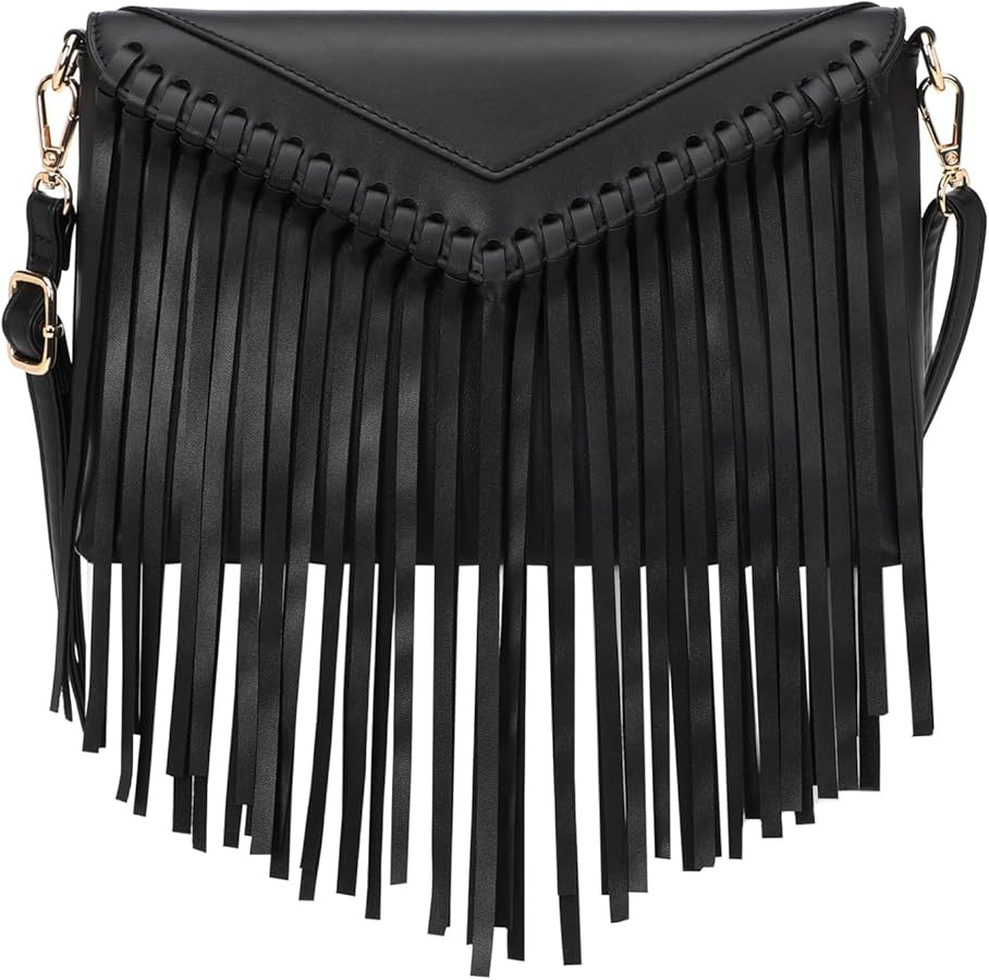 KouLi Buir Tassel Crossbody Purse for Women PU Leather Western Hobo Fringe Handbag Shoulder Bag | Amazon (US)