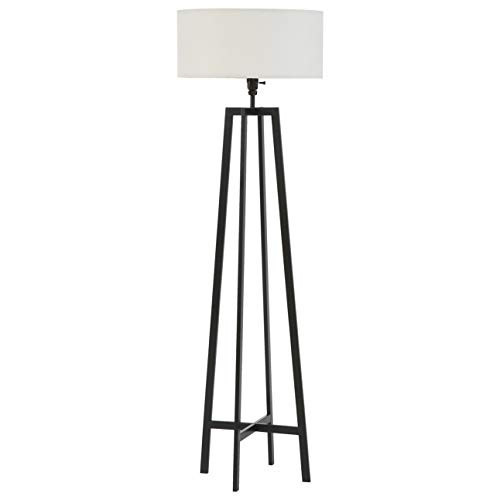 Amazon Brand – Stone & Beam Deco Metal Frame Living Room Standing Floor Lamp With Light Bulb and White Shade - 18 x 18 x 59.5 Inches, Black | Amazon (US)