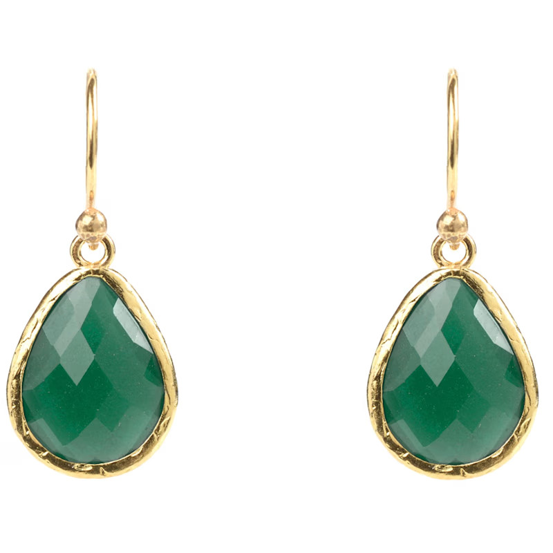 Petite Drop Earrings Green Onyx Gold | Wolf & Badger