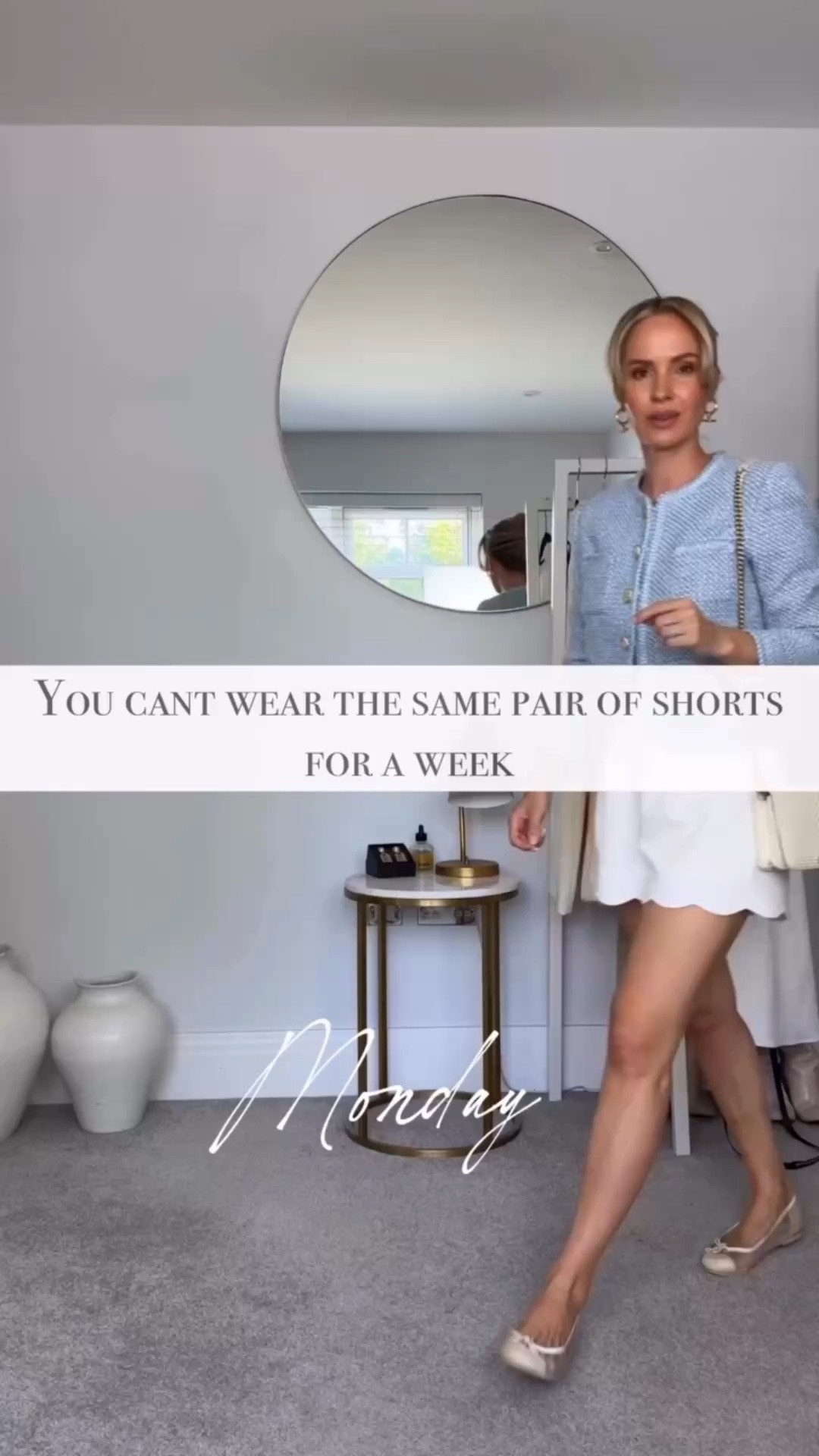 You can’t wear the same pair of shorts for a week 

…. poppycock! Of course you can. 

The items we have in our wardrobes are a lot more versatile than we give them credit for. 

Often all we need is to challenge ourselves to come up with new ways of wearing them. 

Do you prefer the look for Monday, Tuesday, Wednesday, Thursday or Friday? 

#tessmontgomery #slowfashion #sustainablewardrobe