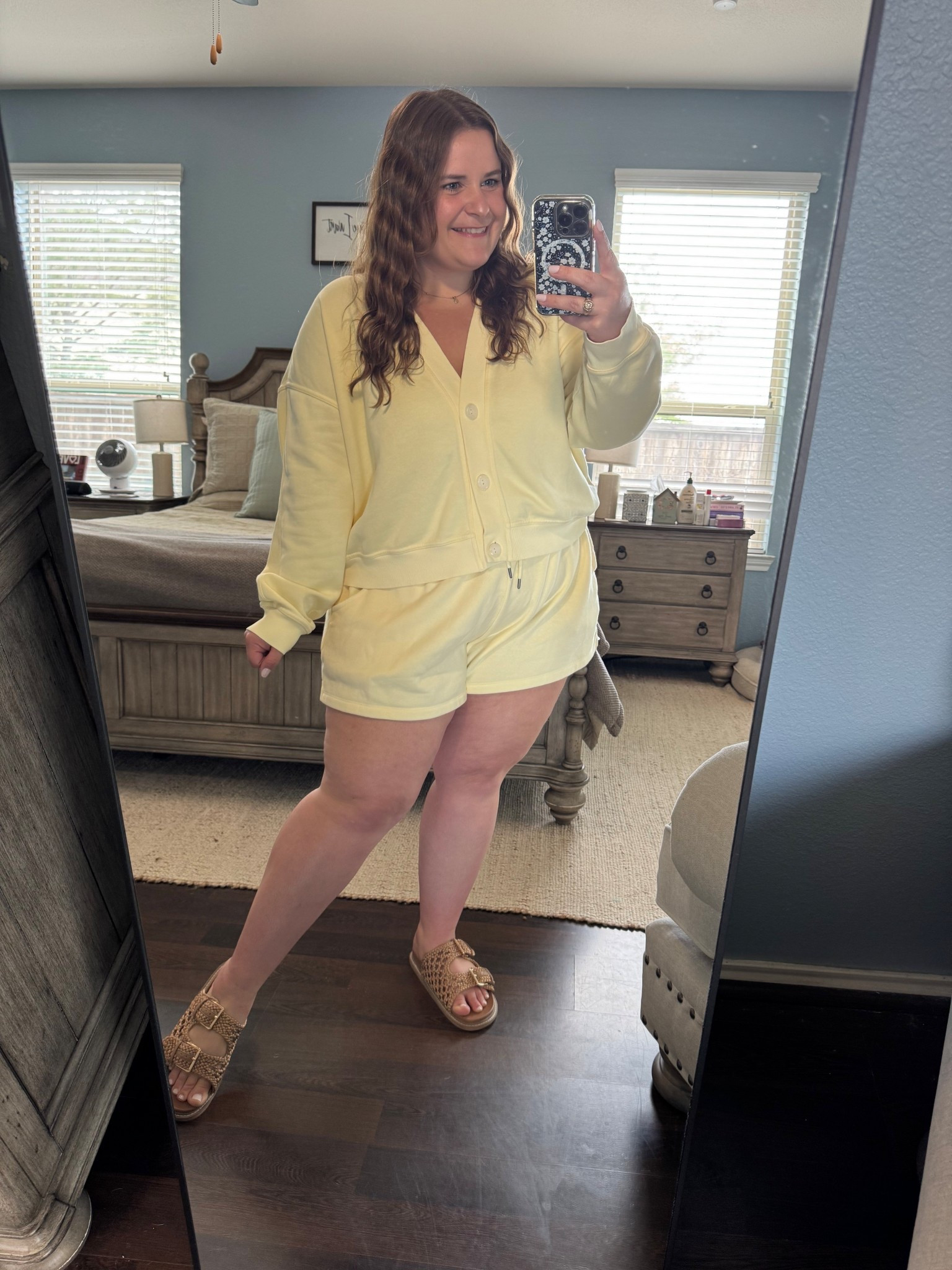 A little ootd as a size 16, 5’1 girly. I love this butter yellow target set! Wearing an xxl in the shorts and an xl in the top. Such a cute spring transition piece! Finished the look with Amazon sandals. 

#LTKootd #LTKPlusSize #LTKMidsize