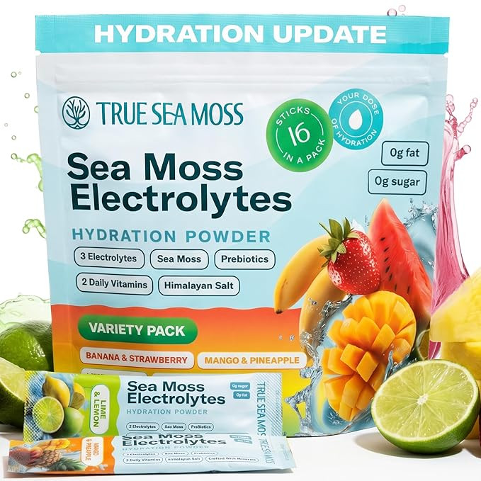 TrueSeaMoss Electrolytes Powder Concentrate Packets – Made in USA – 16 Stickpacks – Hydrati... | Amazon (US)