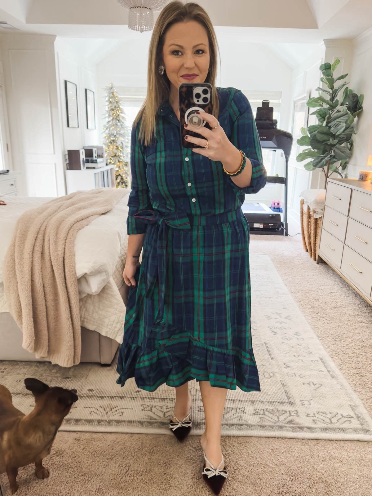 I can’t wait to wear this tartan skirt and matching shirt during the holidays. Dave will also be wearing a matching tartan shirt! All pieces are deeply discounted today…even my rhinestone slides! holiday outfit family picture party outfit Christmas plaid Christmas party outfit

#LTKHoliday #LTKCyberWeek #LTKSaleAlert