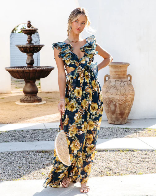 Encanto Floral Ruffle Maxi Dress | VICI