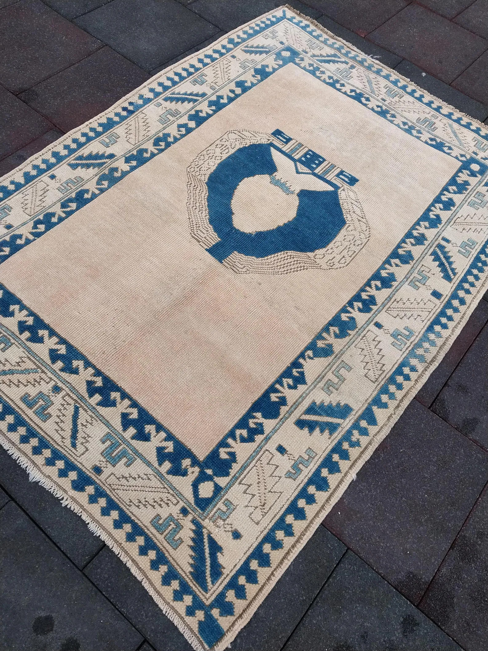 4x6 Rug, Turkish Rug, Vintage Rug, Handmade Rug, 4x6 Wool Rug, Anatolian Rug, Beige,blue Rug, Hom... | Etsy (US)