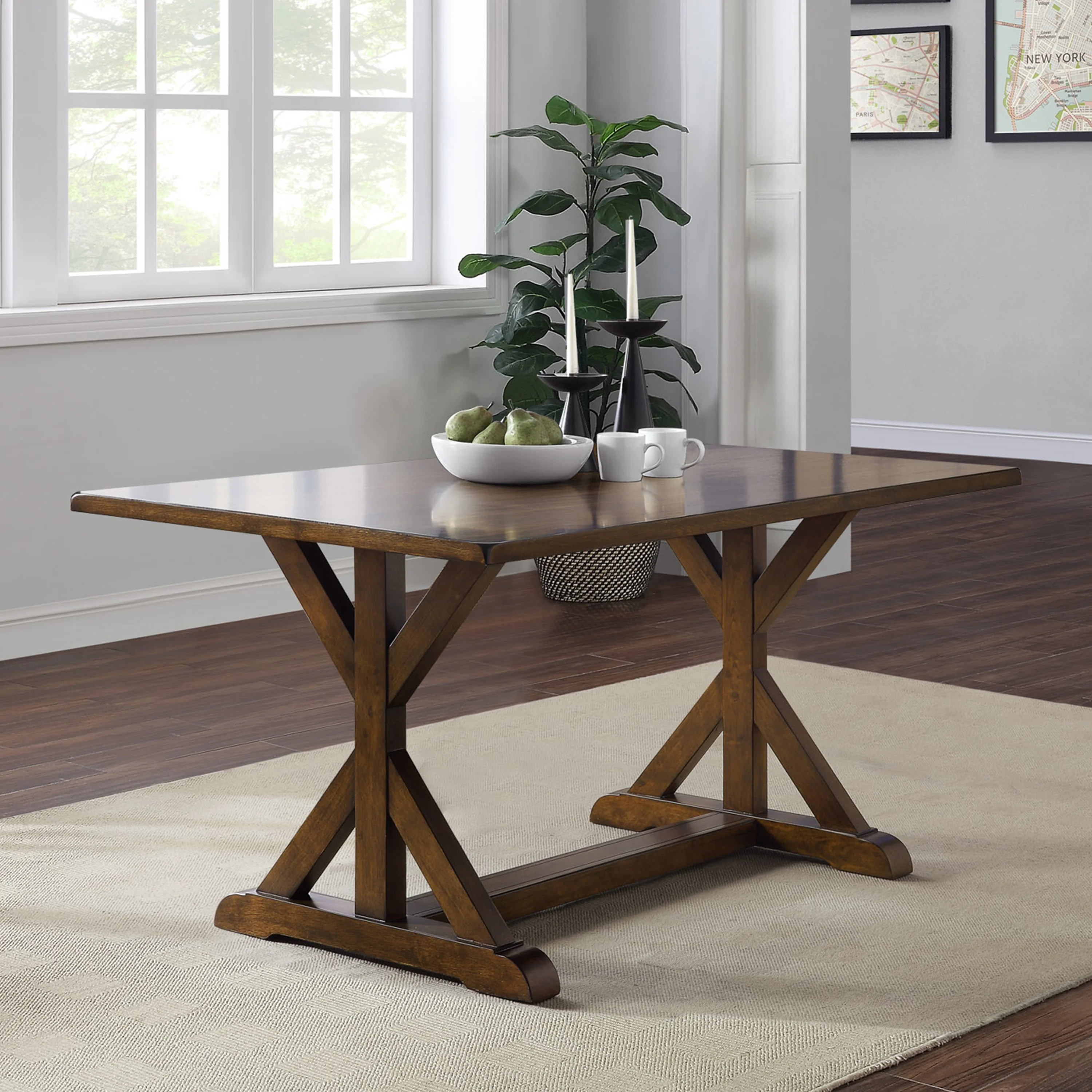 Better Homes & Gardens Granary Modern Farmhouse Dining Table, Dark Brown - Walmart.com | Walmart (US)