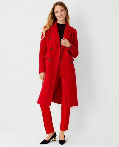 Petite Wool Blend Double Breasted Chesterfield Coat | Ann Taylor (US)