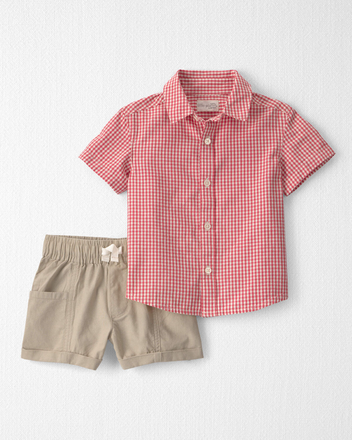 Toddler Boy 2-Piece Top & Short Set Made with Organic Cotton in Red Gingham | Carter's Inc
