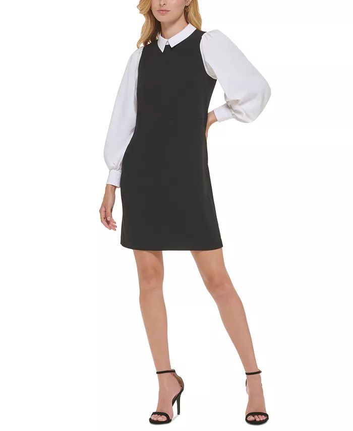 Women's Colorblocked Layered-Look Dress | Macy's