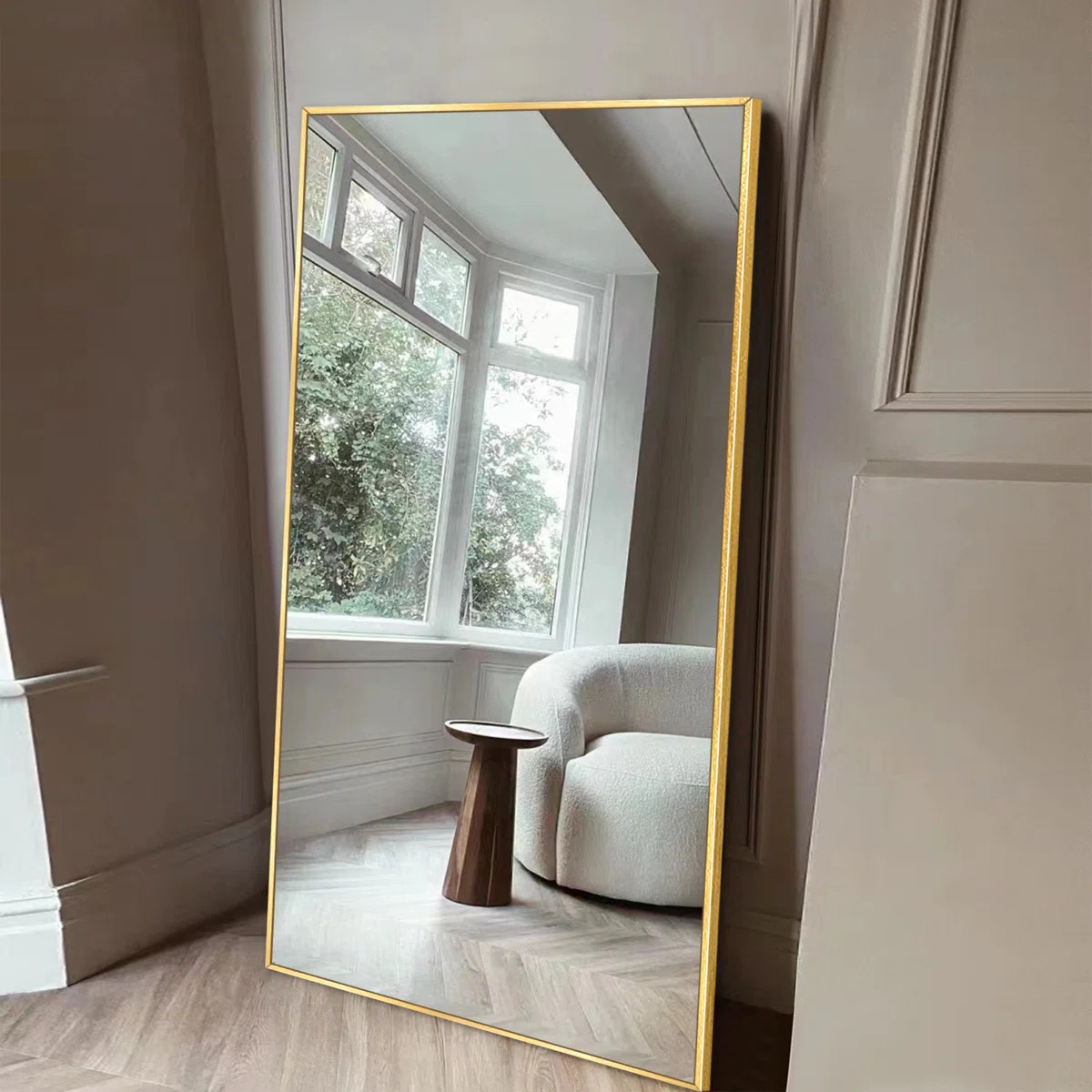 Mercer41 Vertell Oversize Rectangle Full Length Mirror Metal Mirror for GYM/ Bedroom with Stand &... | Wayfair North America