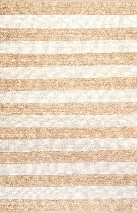 nuLOOM Alisia Flatweave Stripes Jute Area Rug, 8' 6" x 11' 6", Off-white | Amazon (US)