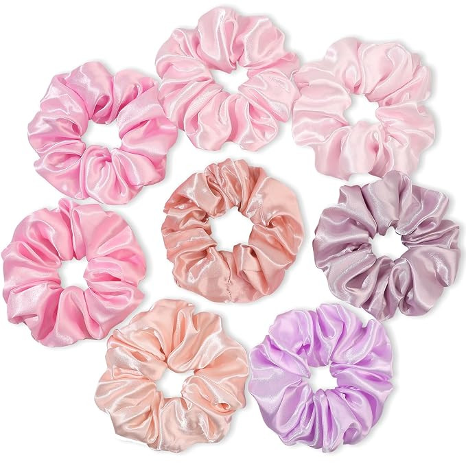 Satin Hair Scrunchies for Women's Thick Curly Hair - Big Ponytail Holders and Hair Ties for Girls... | Amazon (US)