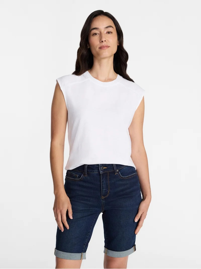 Time and Tru Women's Muscle Tank Top with Piped Trim, Sizes XS-XXXL - Walmart.com | Walmart (US)