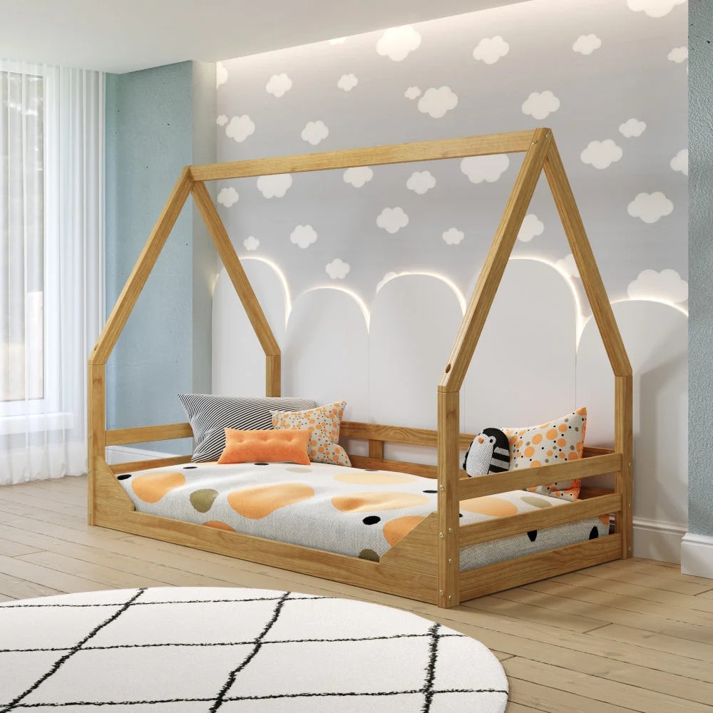 P'kolino Casita Kids Twin Floor Bed - Solid Wood, FSC Certified - Twin Floor Bed - Natural | Walmart (US)