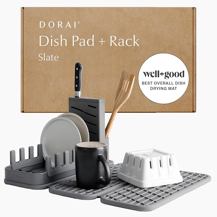 Dorai Home Collapsible Dish Drying Rack with Stone Dish Pad - Kitchen Counter Set with Diatomaceo... | Amazon (US)