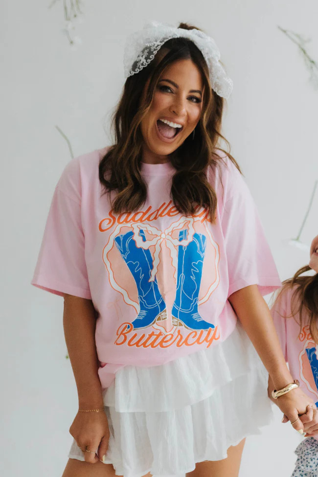 Saddle Up Buttercup Light Pink Graphic Tee Krista Horton X Pink Lily | Pink Lily