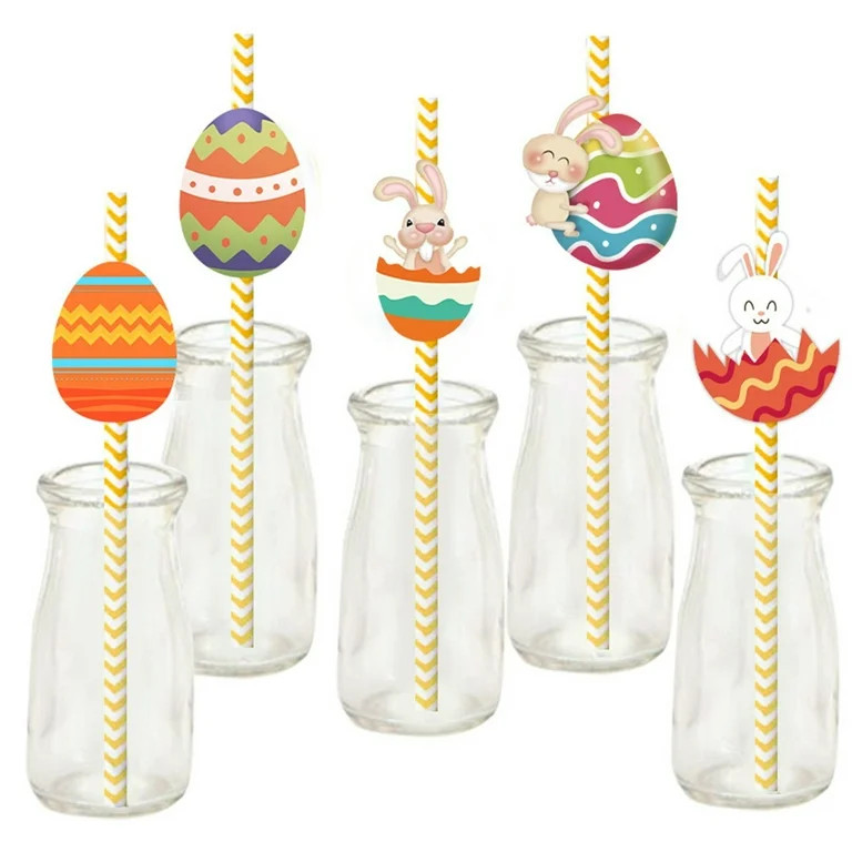 Hanety Easter Decorations,Easter Basket Stuffers,24pcs Easter Straws Paper Reusable Straws Easter... | Walmart (US)