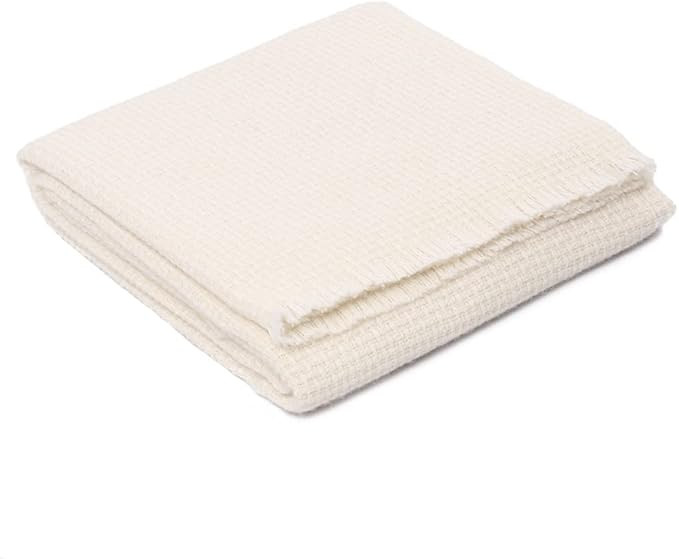 Inca Pride - 100% Alpaca Wool Throw Blanket Handwoven Soft Warm Textured Design 73" x 54" (Ivory) | Amazon (US)
