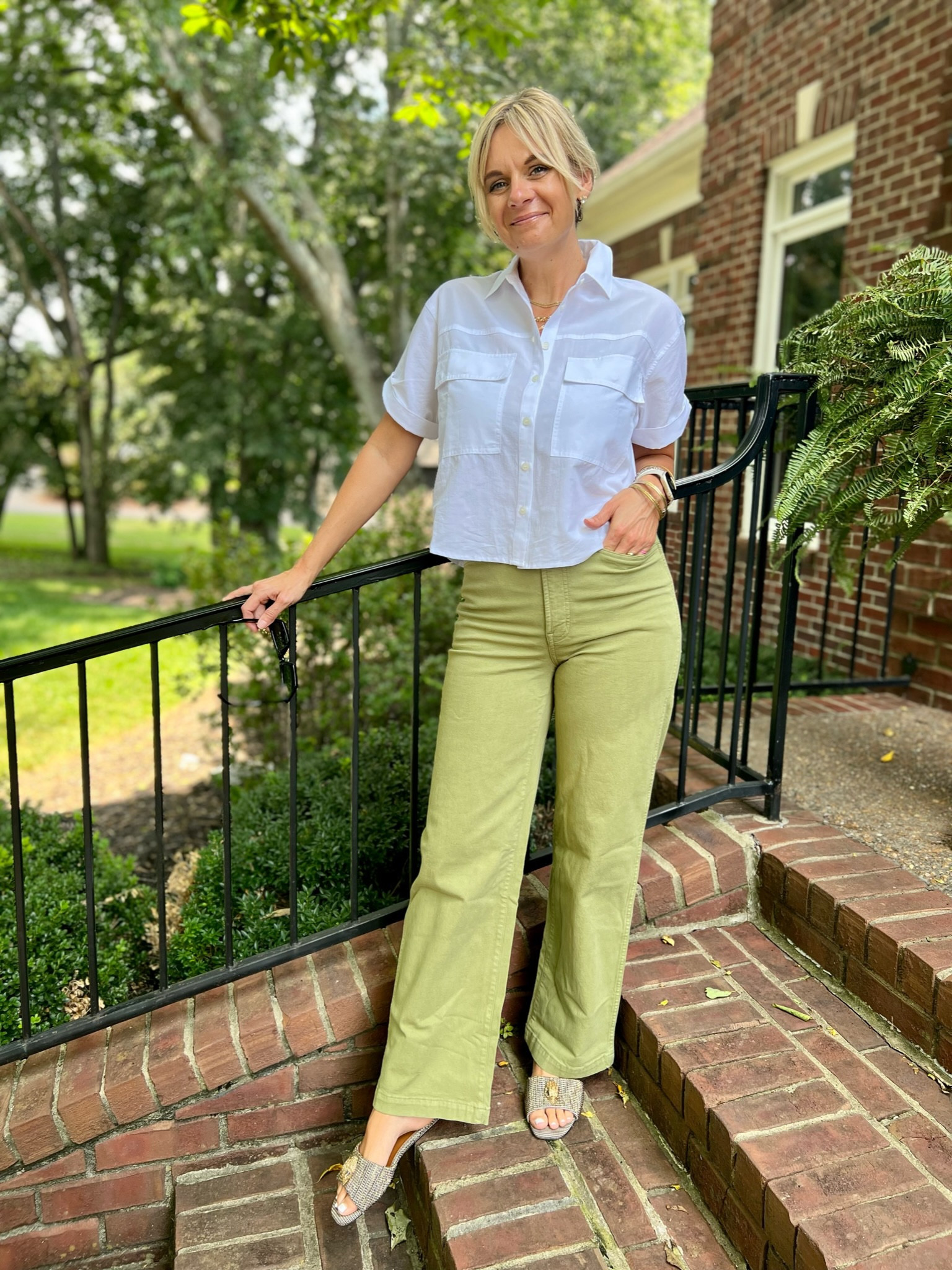 This fabulous utility button-up shirt is currently 30%…. and loving these artichoke green pants too!

#LTKFind 

#LTKsalealert #LTKxMadewell