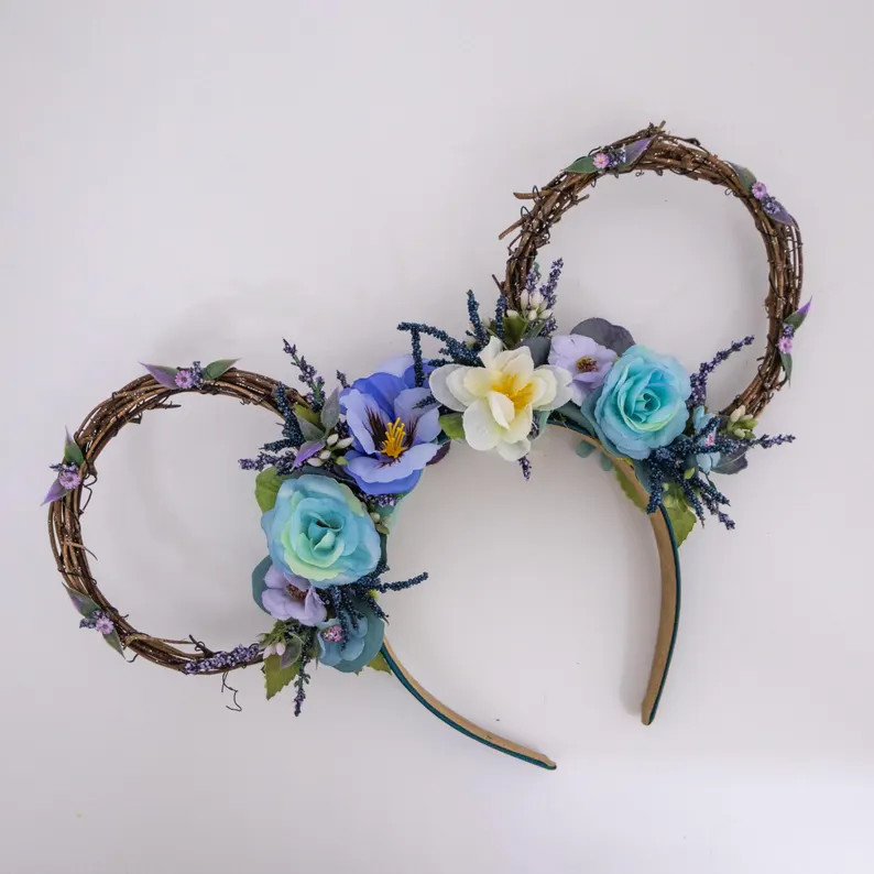 Bright Blue Flower and Garden Inspired Floral Ears - Etsy | Etsy (Global)