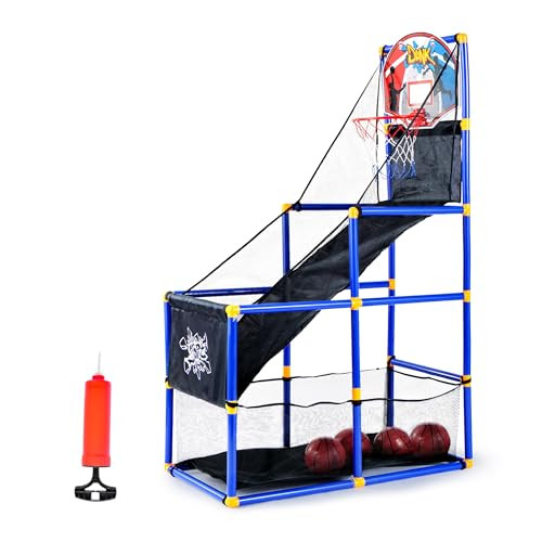 JOYIN Arcade Basketball Game Set with 4 Balls and Hoop for Kids 3 to 12 Years Old Indoor Outdoor Sport Play - Easy Set Up - Air Pump Included - Ideal for Competition | Amazon (US)