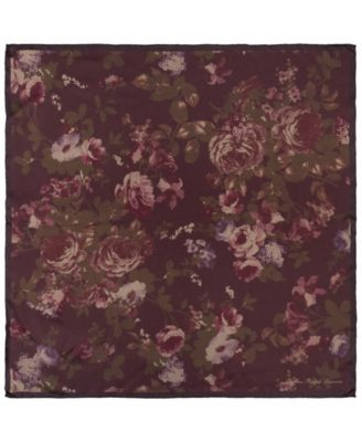 Lauren Ralph Lauren Floral Small Square Scarf - Dark Garnet | Macy's