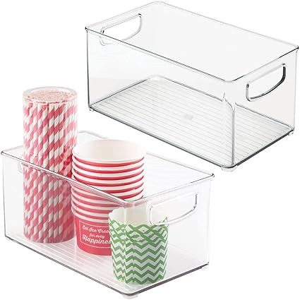 mDesign Plastic Kitchen Organizer - Storage Holder Bin with Handles for Pantry, Cupboard, Cabinet... | Amazon (US)