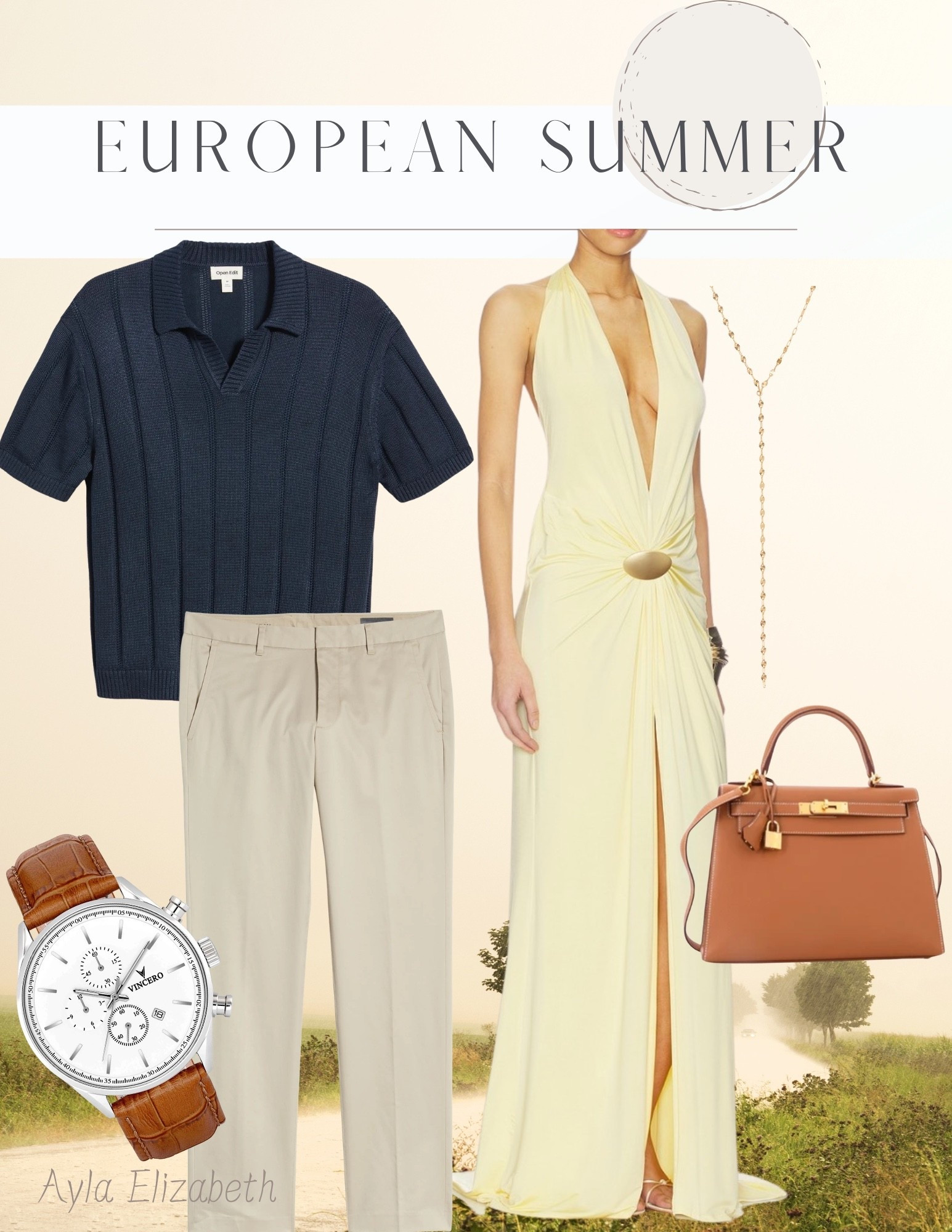 Casual elegance for your European holiday.  #EuropeanTravel #YellowDress #Couplegoals #Hermes

#LTKTravel #LTKMens #LTKSeasonal