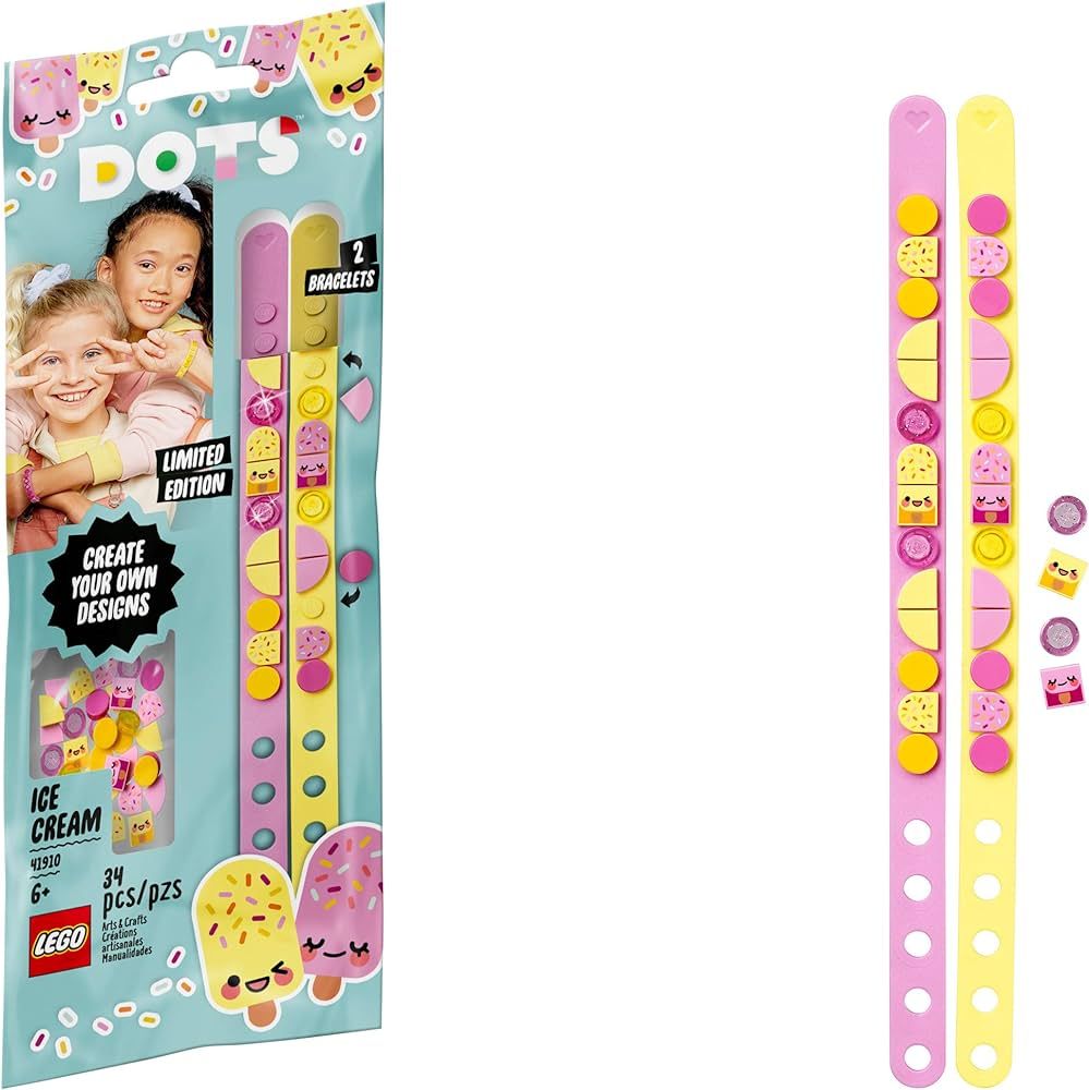 LEGO DOTS Ice Cream Besties Bracelets 41910 Creative DIY Craft Bracelet Kit for Kids, New 2021 (3... | Amazon (US)
