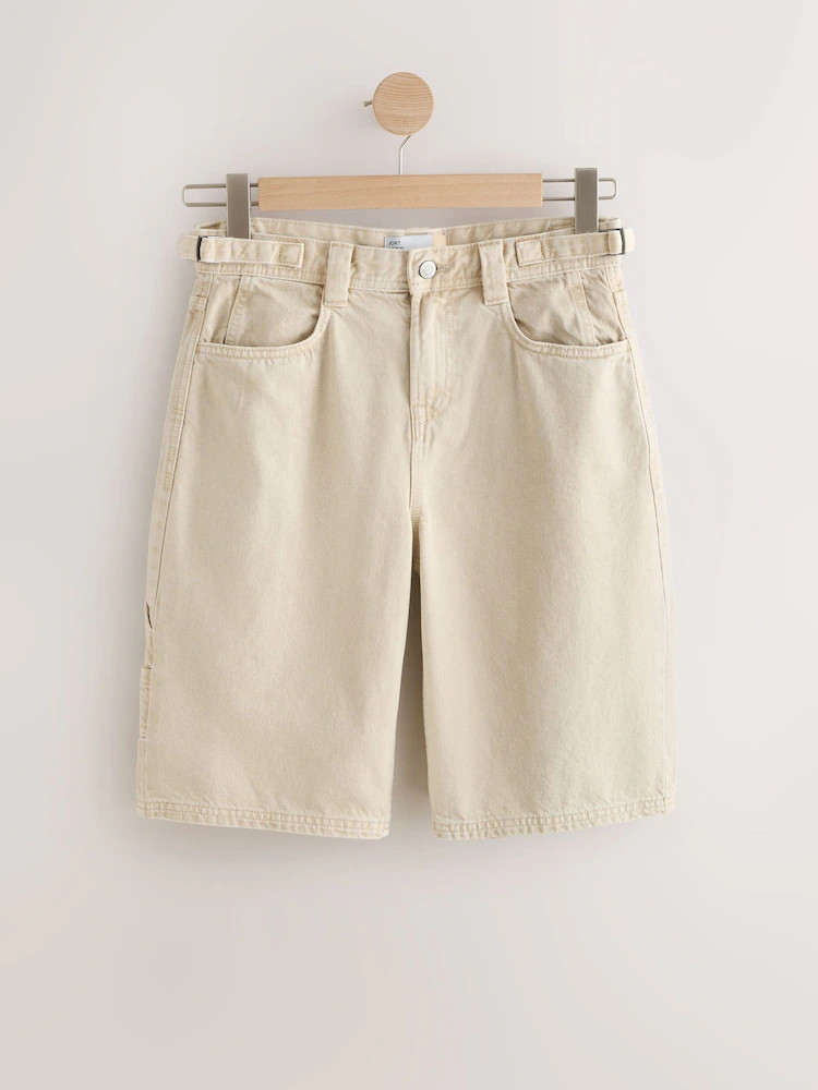 Buy Stone Utility Style Denim Jort Shorts from Next Ireland | Next EU