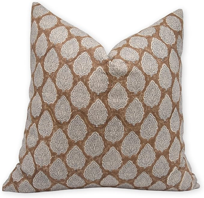 Brown 14x14 Pillow Covers - 100% Cotton Block Print Pillow Cover - Hand Made - Bohemian Throw Pil... | Amazon (US)