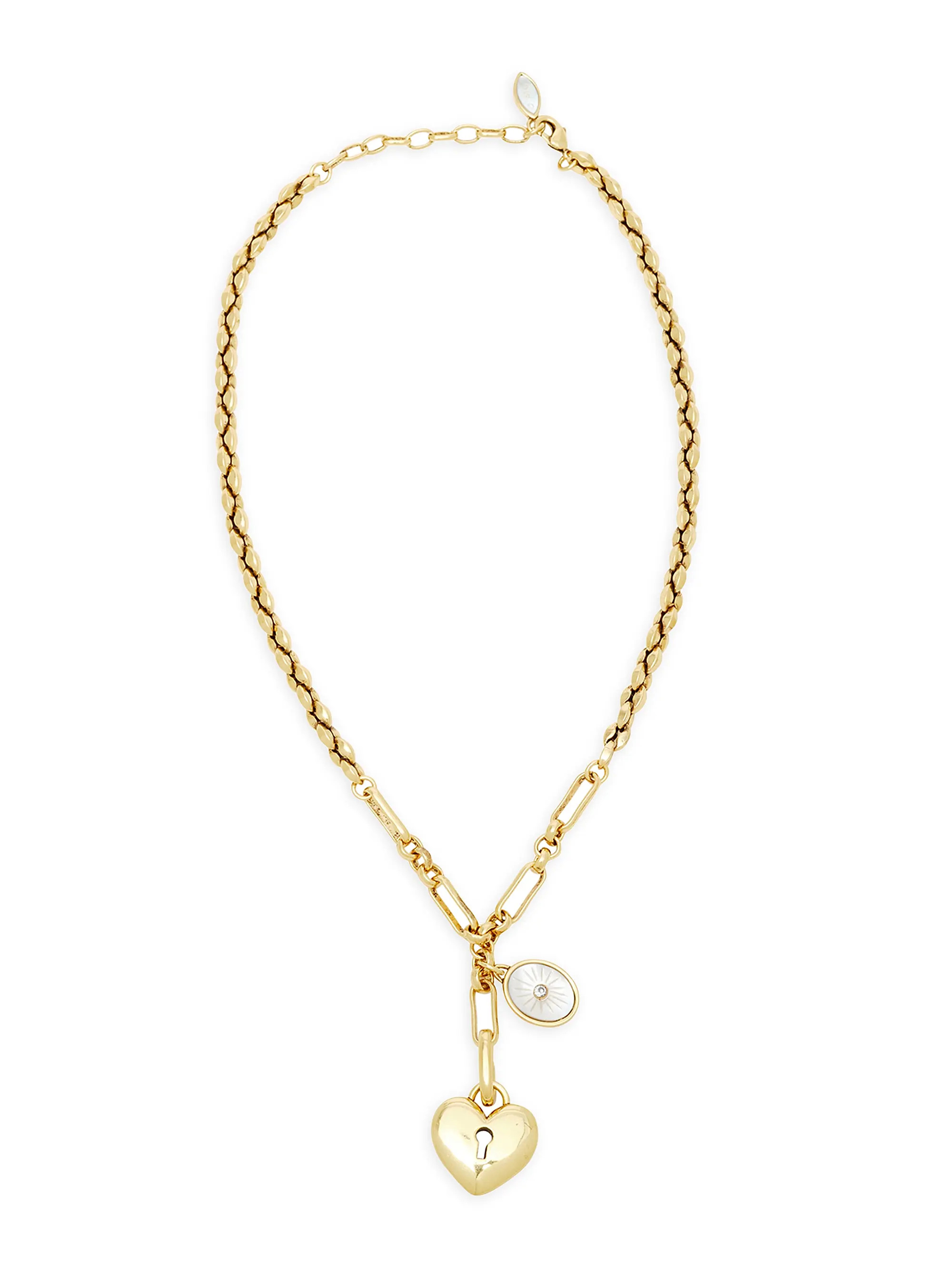 Cece 14K-Gold-Plated, Mother-Of-Pearl & Cubic Zirconia Heart Pendant Necklace | Saks Fifth Avenue
