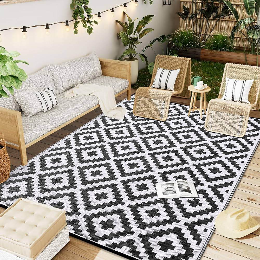 OLANLY Waterproof Outdoor Rug 6x9 ft, Reversible Plastic Straw Patio Rug for Camping, RV Mat Outs... | Amazon (US)