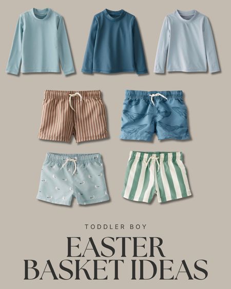 Easter Basket Ideas for Toddler Boy. We bought the brown striped ones last year and love them so much! 

Toddler swim suit
Toddler swimwear
Toddler swim trunks
Toddler rash guard 

#LTKkids #LTKSeasonal #LTKswim