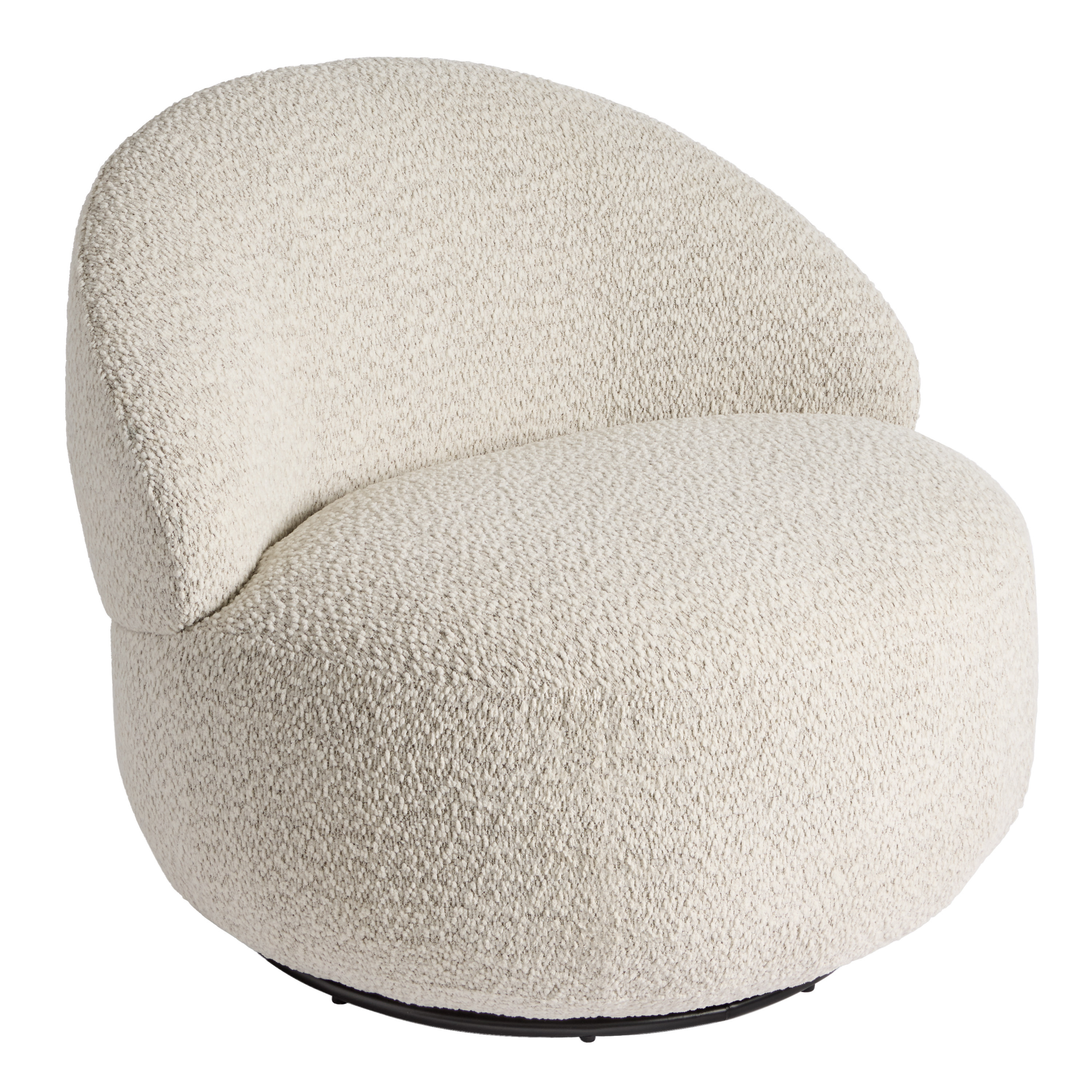 Idalia Ivory Boucle Curved Low Back Upholstered Swivel Chair | World Market