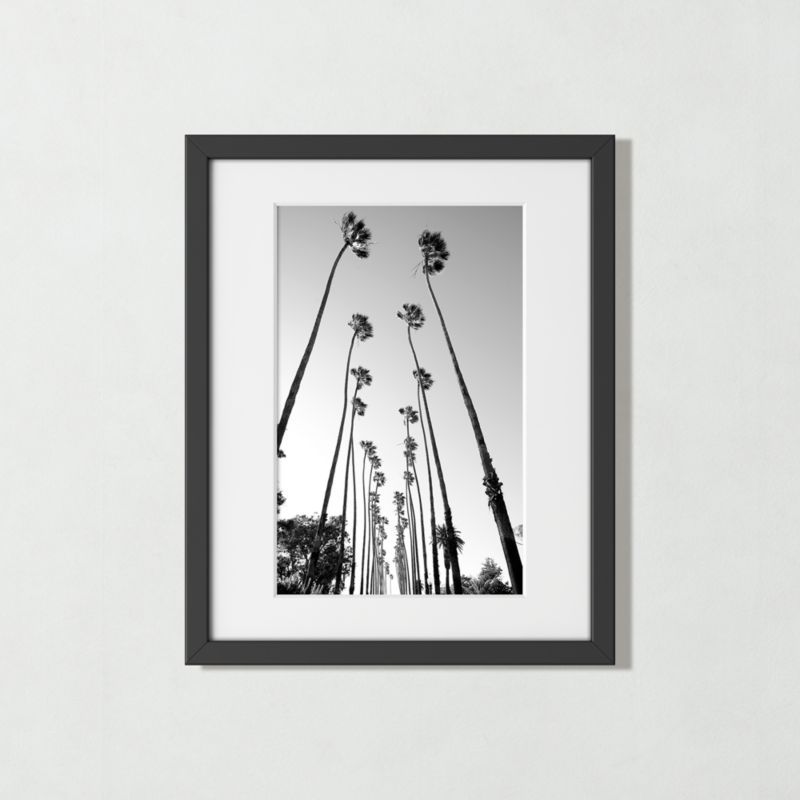'Palm Trees Road' Black & White Art Print in Black Frame 17.5"x21.5" + Reviews | CB2 | CB2