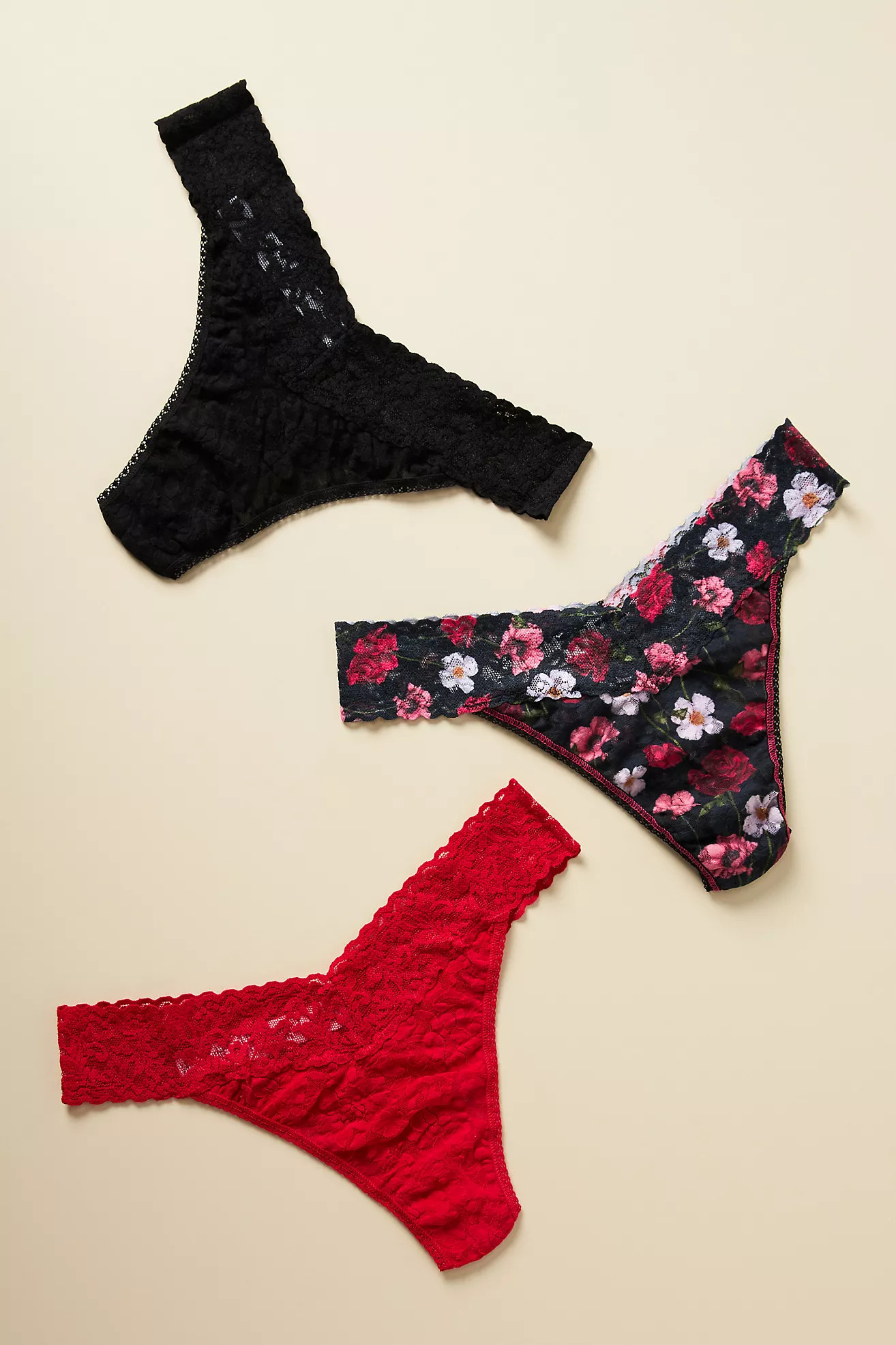 Hanky Panky Original Rise Lace Thongs, Set of 3 | Anthropologie (US)