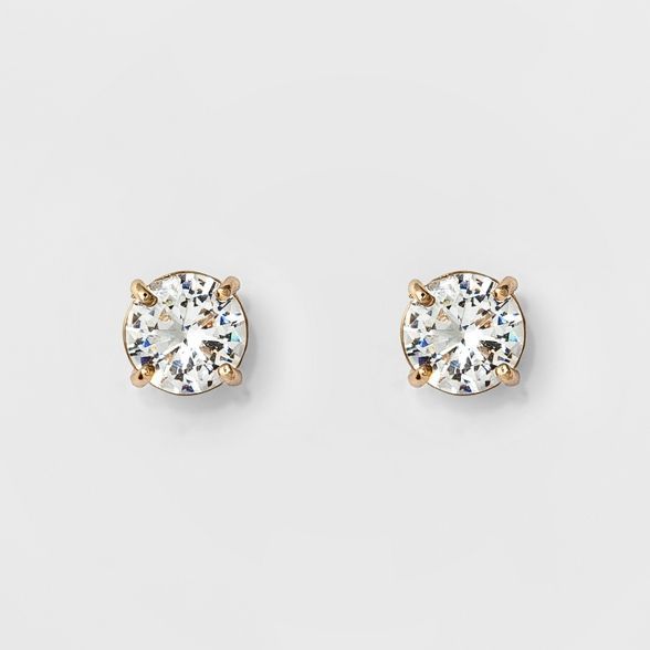 Women's Round Crystal Stud Earring - A New Day™ Gold | Target