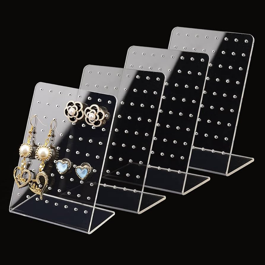 PH PandaHall 4 Pack 72 Holes Acrylic Earring Holder Organizer Ear Studs Jewelry Storage Display R... | Amazon (US)