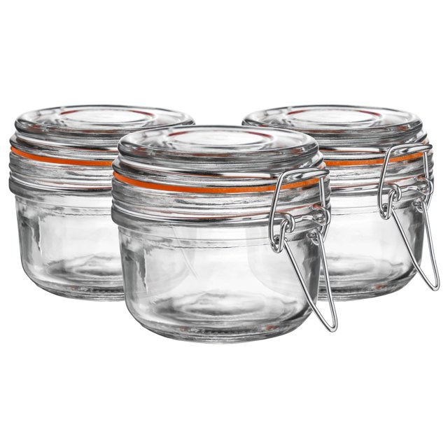 6x 125ml Clear Glass Storage Jars with Orange Airtight Silicone Seal and Metal Clip Lids - 4.2oz ... | Walmart (US)