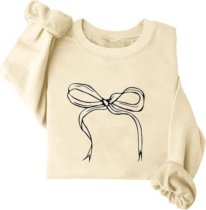 Women's Cute Bow Sweatshirt Plus Size Casual Long Sleeve Crew Neck Sweatshirts Fall Loose Fit Y2k... | Amazon (US)