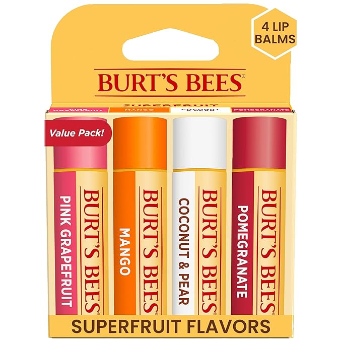 Burt's Bees Lip Balm Stocking Stuffers, Moisturizing Lip Care Christmas Gifts, SuperFruit - Pomeg... | Amazon (US)