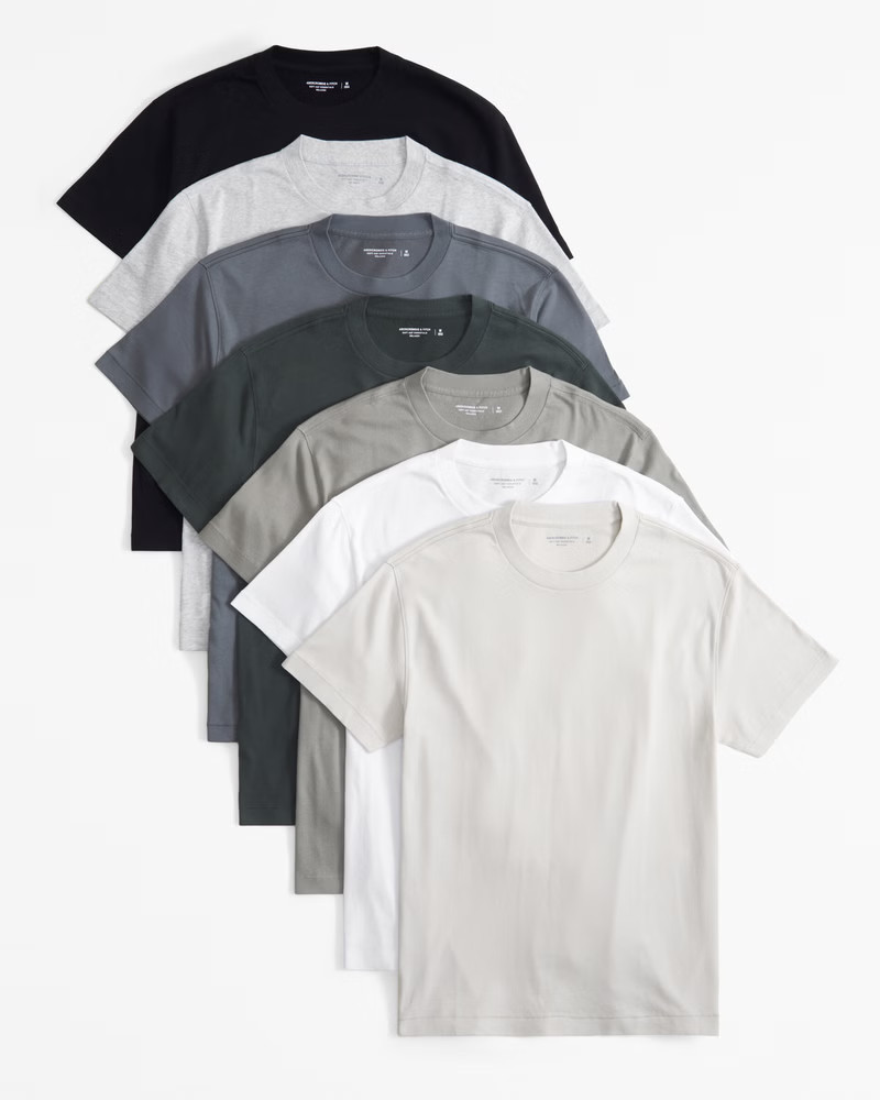 Abercrombie & Fitch Men's 7-Pack Relaxed Essential Tees in Warm Gray Multicolor - Size XXL | Abercrombie & Fitch (US)