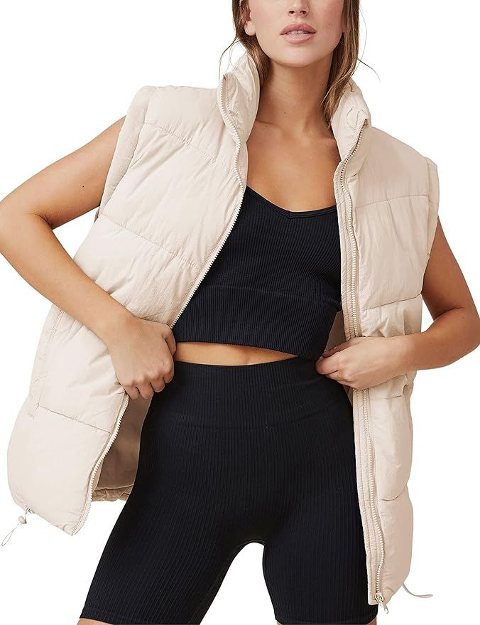Athlisan Womens Zip Up Puffer Vest Stand Collar Sleeveless Padded Jacket Coat | Amazon (US)