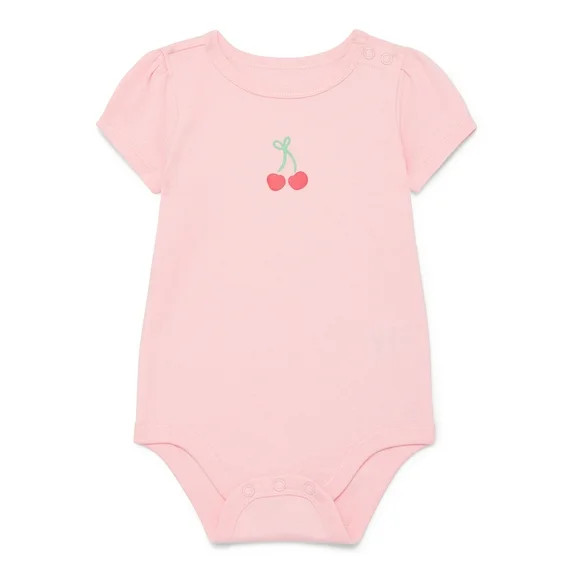 Wonder Nation Baby Girl Short Sleeve Bodysuit, Sizes 0-24 Months | Walmart (US)