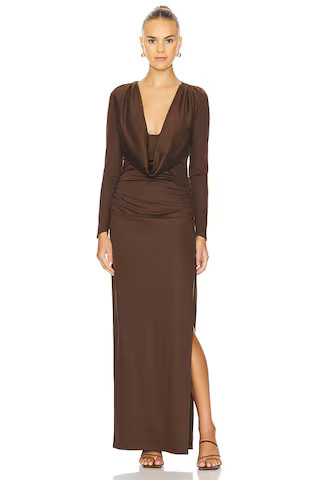 Line & Dot Towne Maxi Dress in Chocolate from Revolve.com | Revolve Clothing (Global)